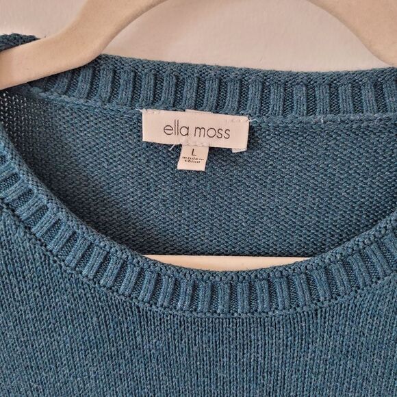 Ella Moss Green Sweater Crew Neck Pullover Fisherman Cozy Soft Girl Academia L - Picture 9 of 10